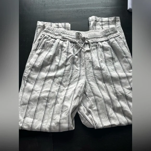 Vero Moda Linen Blend Striped Drawstring Pants Small - Picture 1 of 11